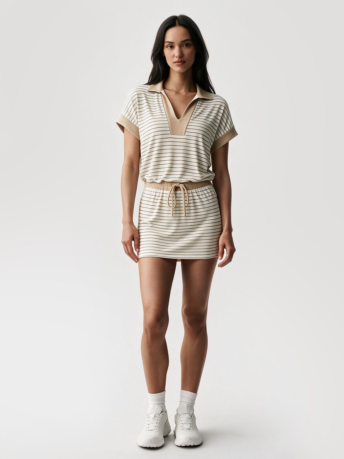 Striped Sweatshirt Skirt 2 Piece Outfits - Fisoew