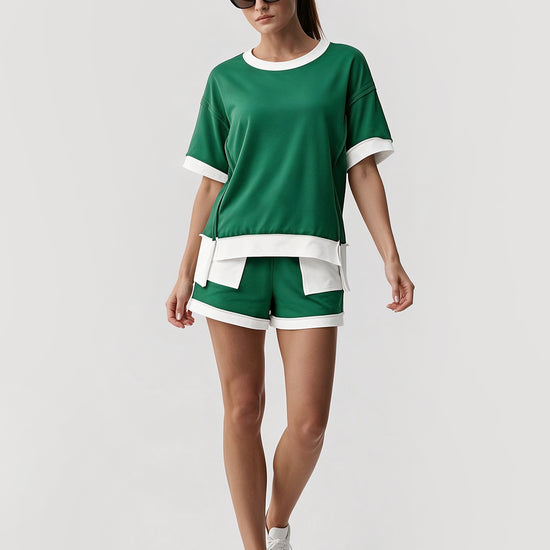 Color Block Lounge Short Set - Fisoew