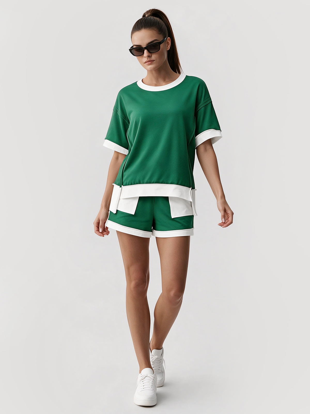 Color Block Lounge Short Set - Fisoew