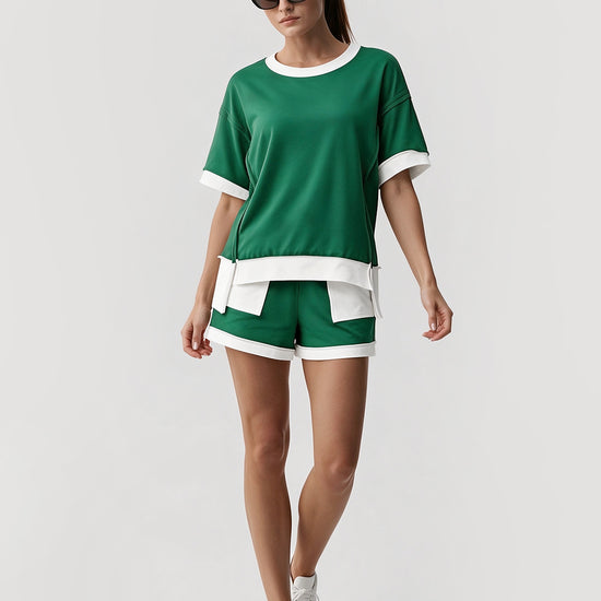Color Block Lounge Short Set - Fisoew