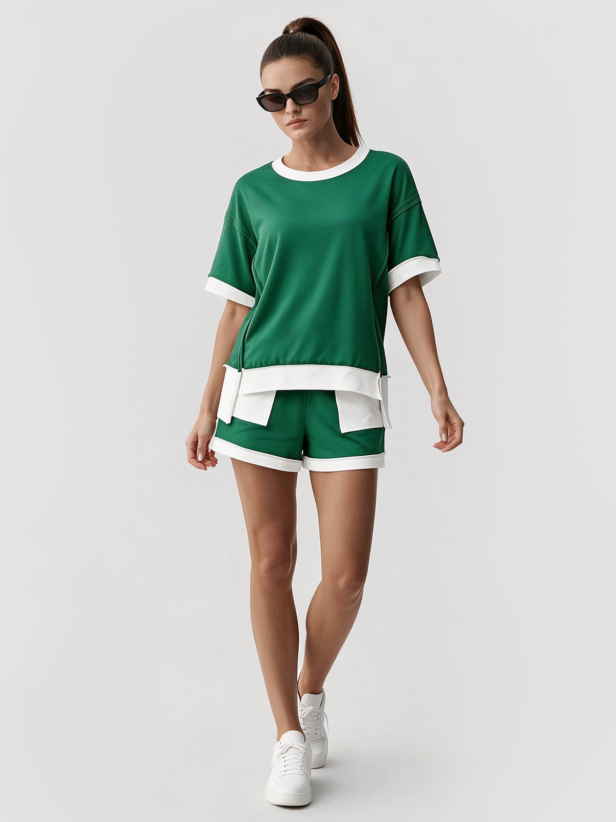 Color Block Lounge Short Set - Fisoew