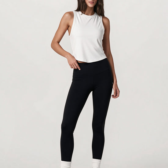 White Workout Cropped Tank Tops - Fisoew