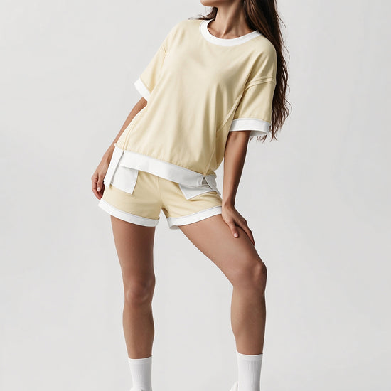 Color Block Lounge Short Set - Fisoew