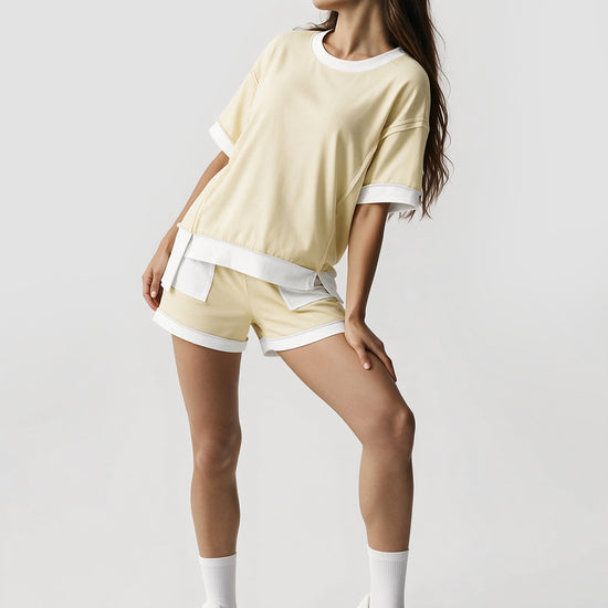 Color Block Lounge Short Set - Fisoew