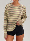 Soft Striped Long Sleeve T Shirt - Fisoew