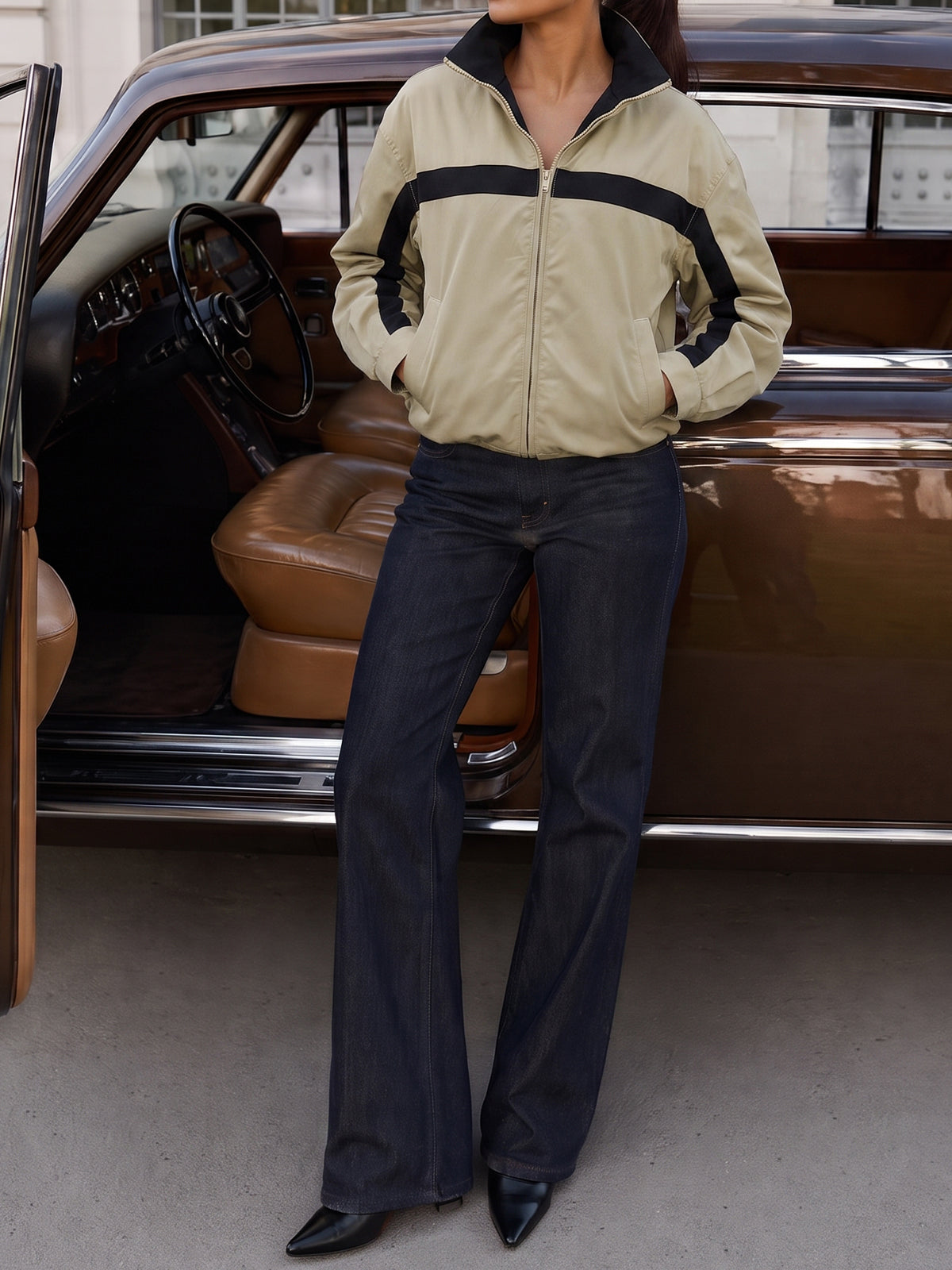 Lightweight Crop Color Block Jacket - Fisoew