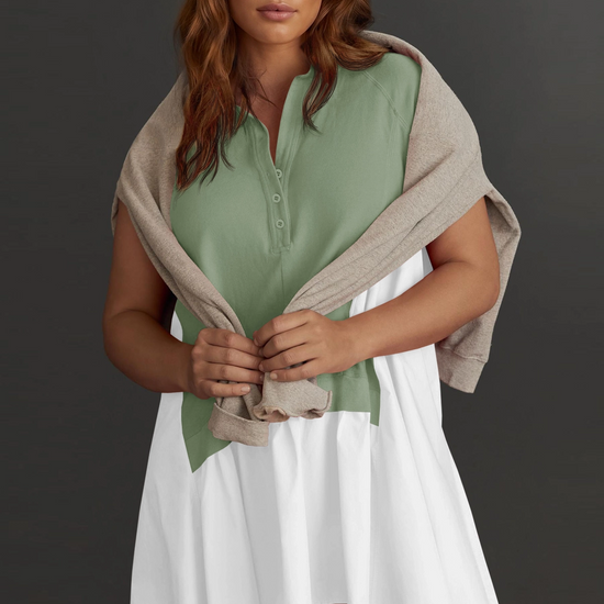 Fisoew Women's Green Oversized Patchwork Mini Dress - Fisoew