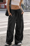 Solid Wide Leg Cargo Pants