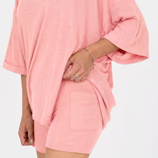 Oversized T-Shirt With Biker Short Lounge Sets - Fisoew