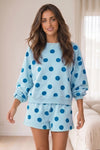 Polka Dot Sweatshirts With Short Sets