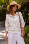 Plaid Print Lapel Neck Crop Sweatshirts