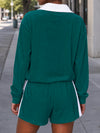 Half Zip Sweatshirt With Drawstring Short Sets
