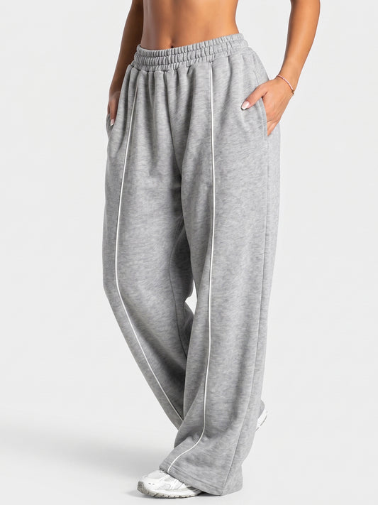 Baggy Elastic Waist Wide Leg Track Pants