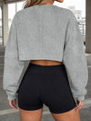 Long Sleeve Oversized Cropped Sweatshirts - Fisoew