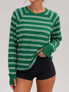 Soft Striped Long Sleeve T Shirt - Fisoew
