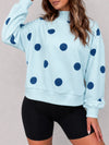 Mock Neck Long Sleeve Polka Dot Sweatshirts - Fisoew