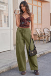 Fisoew Women's Army Green Barrel Baggy Cargo Pants - Fisoew