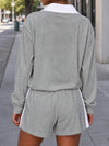 Half Zip Sweatshirt With Drawstring Short Sets
