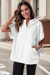 Fisoew Women‘s White Oversized Half Zip Hoodies