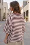Round Neck Striped Short Sleeve Crop T-shirts