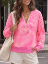 V Neck Striped Cropped Hoodies