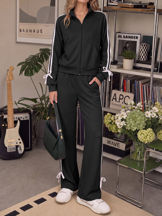Strips Colorblock Sweatsuits With Pants Sets