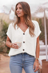 Fisoew Women's White Short Sleeve Crochet Cardigans Sweater Cover Ups - Fisoew