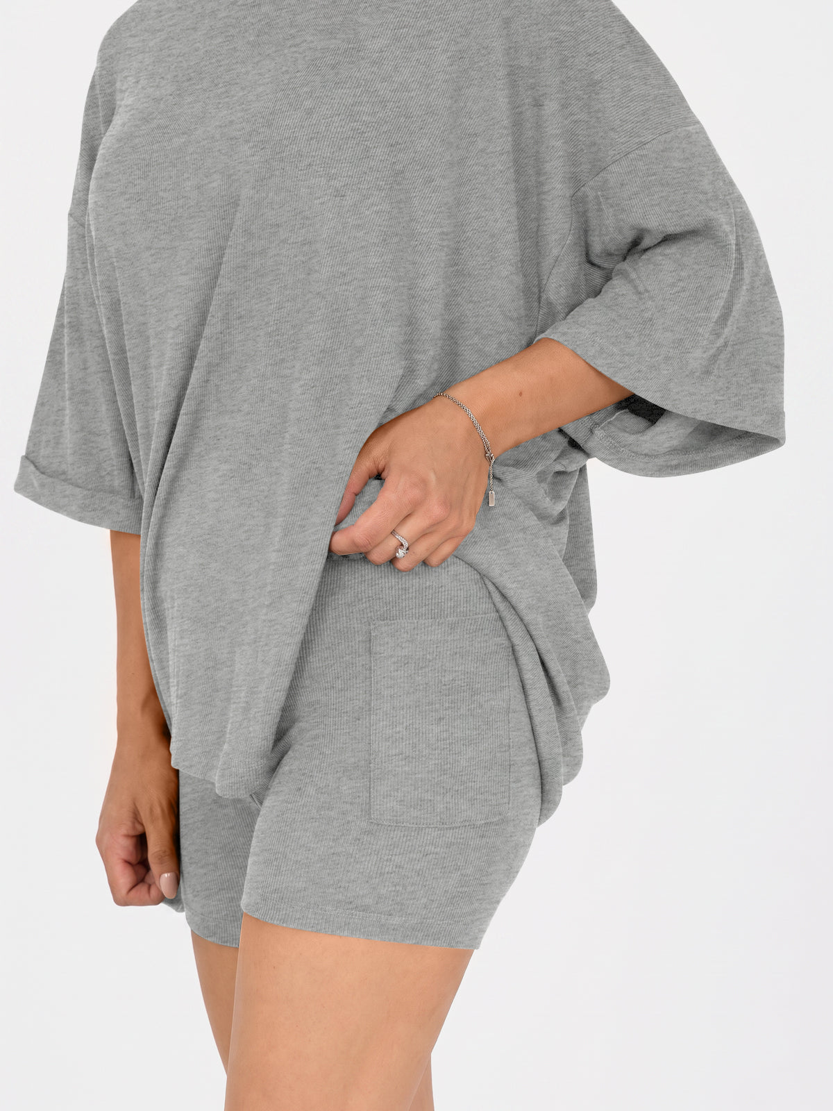 Oversized T-Shirt With Biker Short Lounge Sets - Fisoew