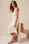 Fisoew Women's Beige Boho Knit Sleeveless Dress - Fisoew