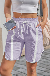 Fisoew Women's Violet Baggy Cargo Workout Running Athletic Yoga Shorts - Fisoew