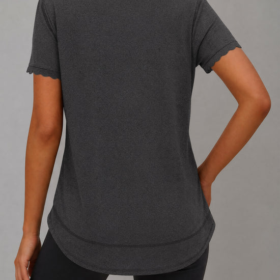Crew Hem Solid Short Sleeve T-Shirts - Fisoew
