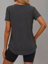 Crew Hem Solid Short Sleeve T-Shirts - Fisoew