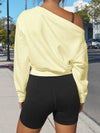 Off Shoulder Elastic Waist Solid Sweatshirts