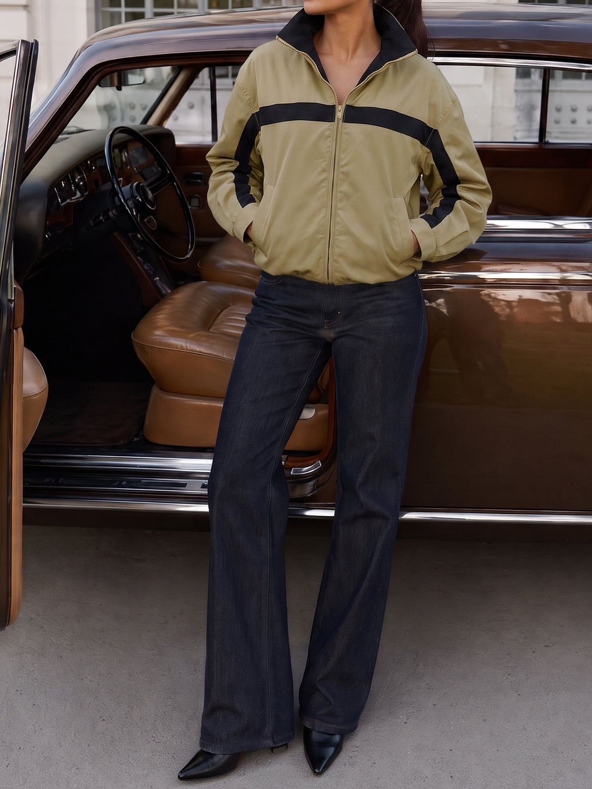Lightweight Crop Color Block Jacket - Fisoew