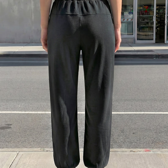 Drawstring Waist Elastic Cuff Joggers - Fisoew