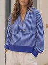V Neck Striped Cropped Hoodies