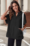 Fisoew Women‘s Black Oversized Half Zip Hoodies - Fisoew