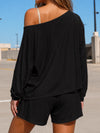Off Shoulder Tops With Short Solid Sets