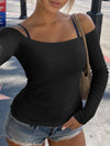Off Shoulder Long Sleeve Crop Tops
