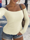 Off Shoulder Long Sleeve Crop Tops