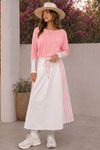 Long Sleeve Striped Drawstring Maxi Dresses