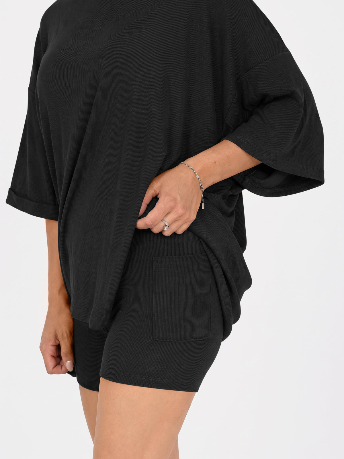 Oversized T-Shirt With Biker Short Lounge Sets - Fisoew