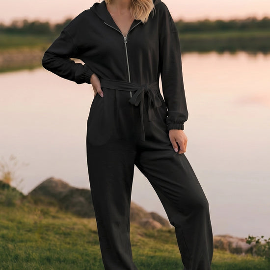 Zip Up Hoodie With Jogger One Piece Jumpsuits - Fisoew