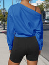 Off Shoulder Elastic Waist Solid Sweatshirts