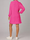 Half Zip Pleated Collared Sweatshirt Dresses