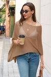 Fisoew Women's Khaki Sheer Lightweight Knit  Poncho Top - Fisoew