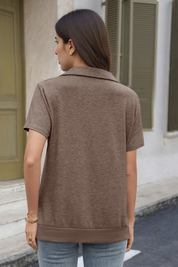 Fisoew Women's Khaki Short Sleeve Polo Shirts