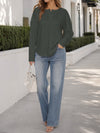 Solid Ribbed Knit Henley Shirts - Fisoew