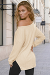 Oversized Off Shoulder Ribbed Knit Tops