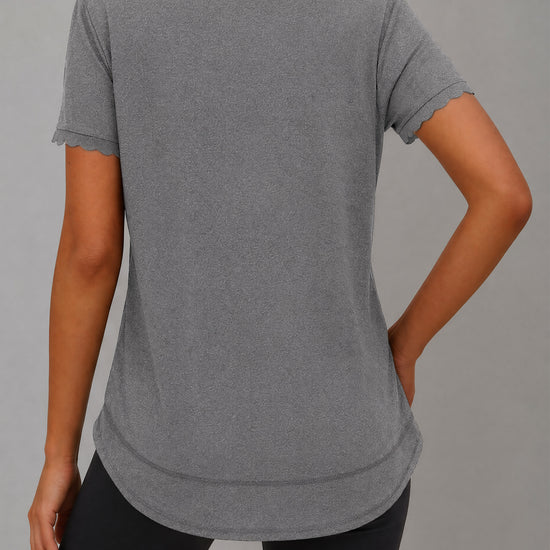 Crew Hem Solid Short Sleeve T-Shirts - Fisoew